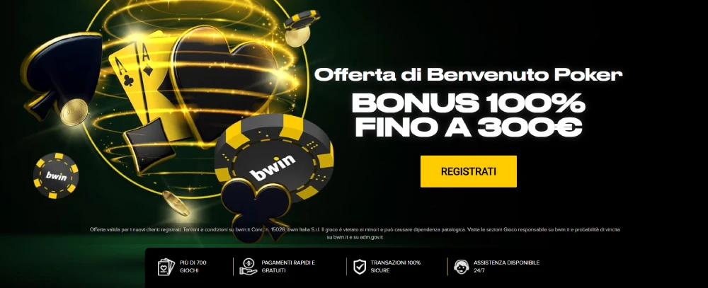 Bonus benvenuto Bwin poker italia